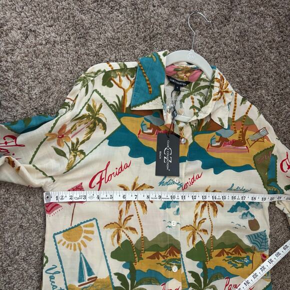 NWT Oversized Resort Wear Novelty Print Tunic Shirt Dress Cover Up S Florida - Picture 5 of 14